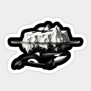 Icy Pursuit: Orca and Seal in Nature's Dance Sticker